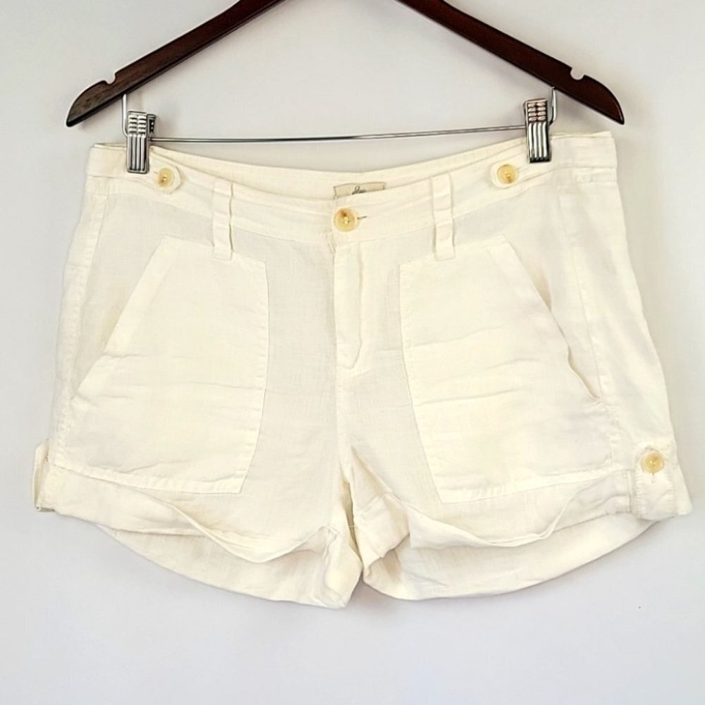 Joie Rayon Camp Style Cuffed Dressy Shorts White Size 4